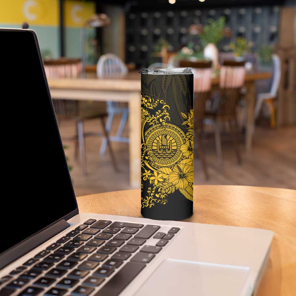 Gold Polynesian Tahiti Island Skinny Tumbler The Wave of Water