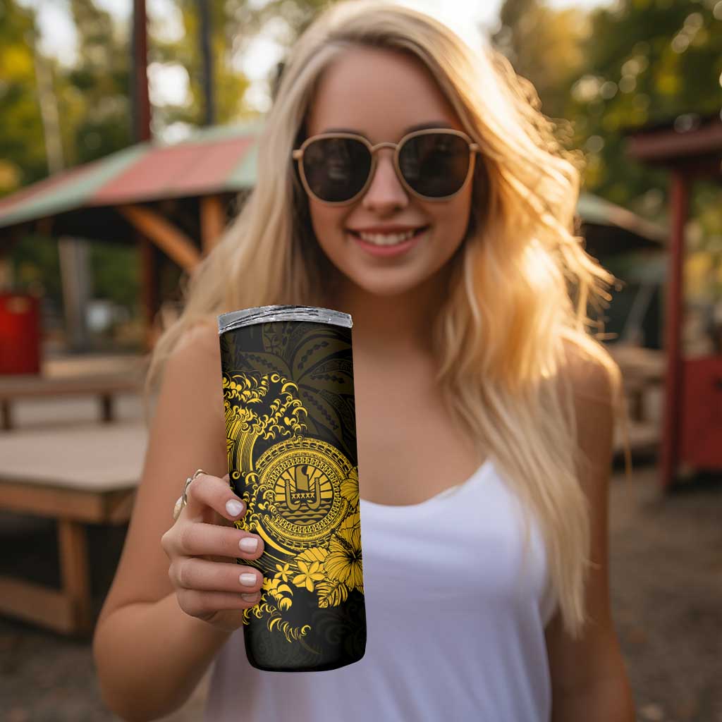 Gold Polynesian Tahiti Island Skinny Tumbler The Wave of Water