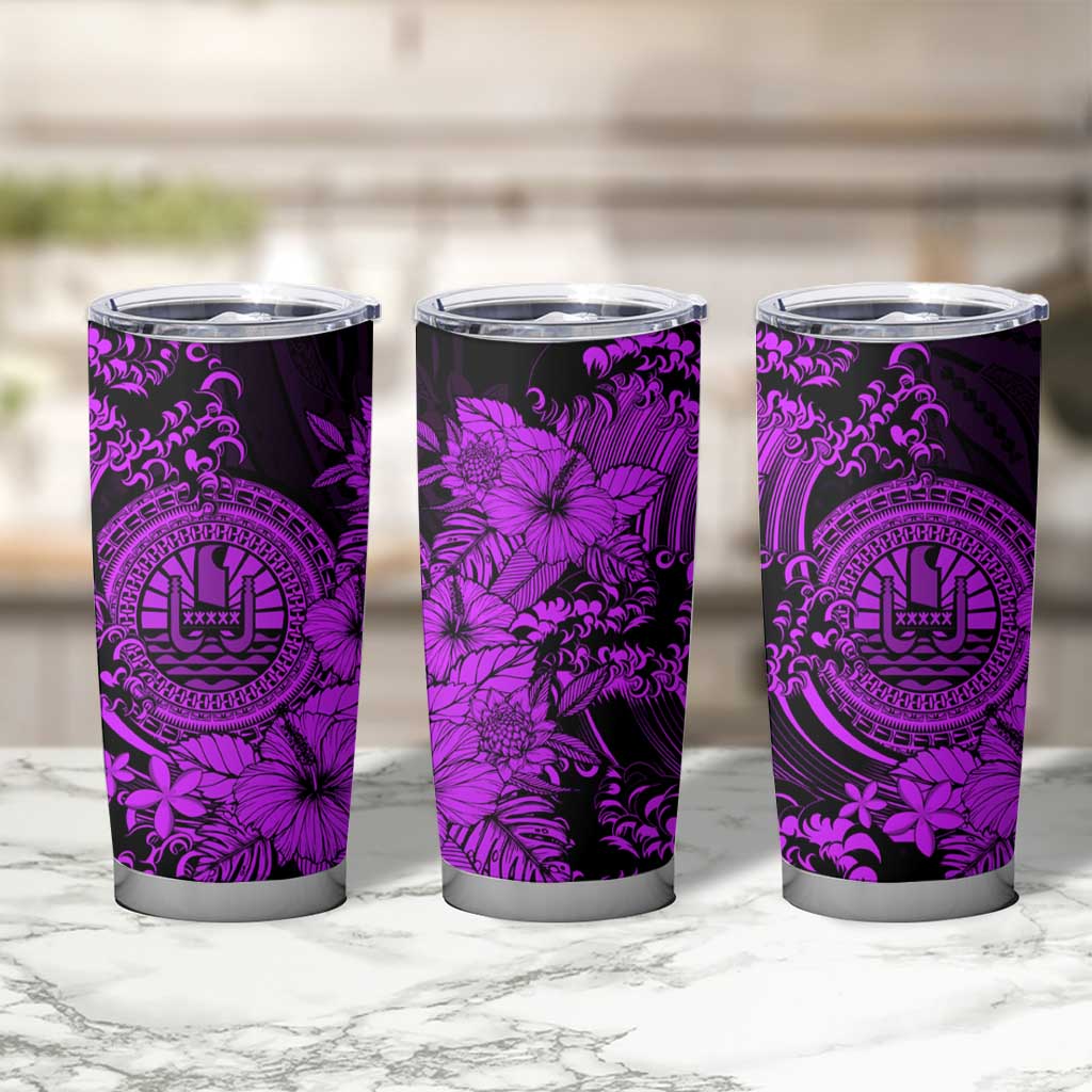 Purple Polynesian Tahiti Island Tumbler Cup The Wave of Water LT9 - Polynesian Pride