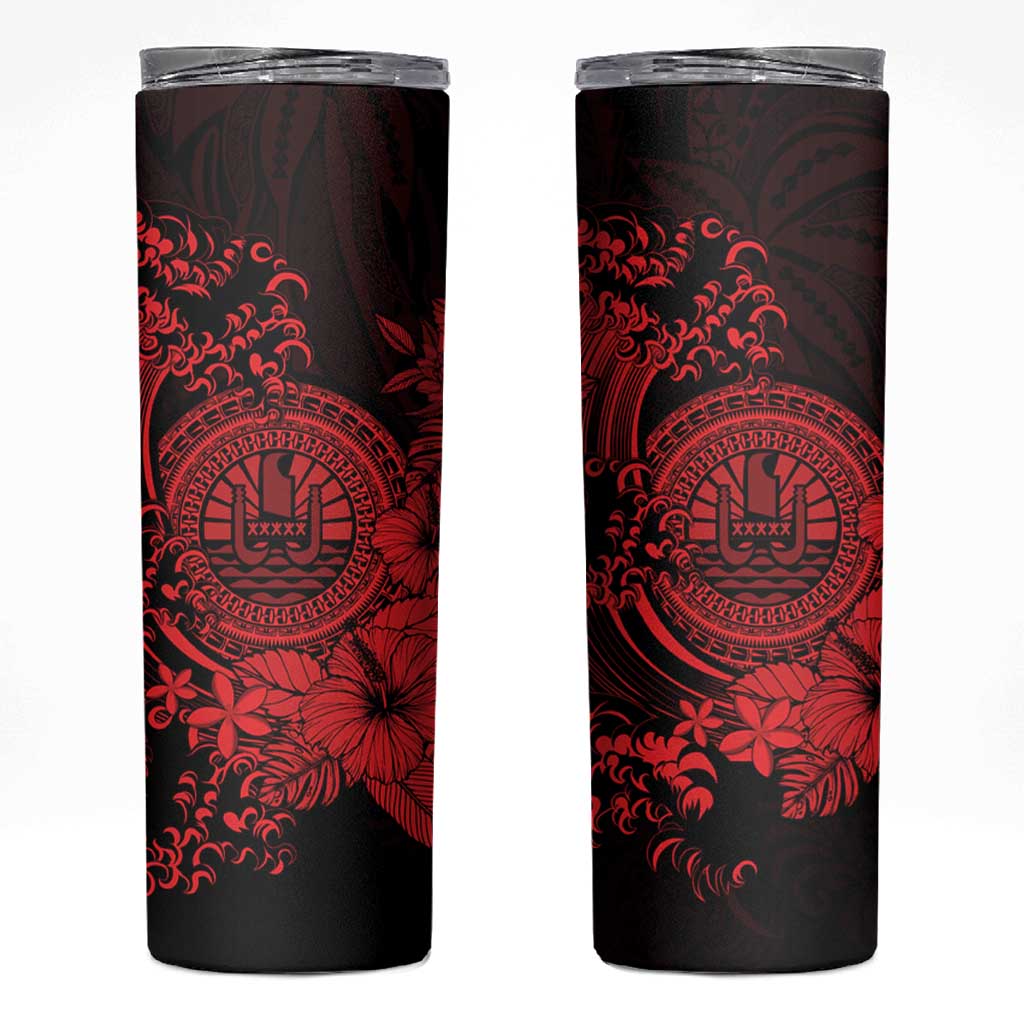 Red Polynesian Tahiti Island Skinny Tumbler The Wave of Water LT9 Red - Polynesian Pride