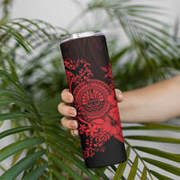 Red Polynesian Tahiti Island Skinny Tumbler The Wave of Water LT9 - Polynesian Pride