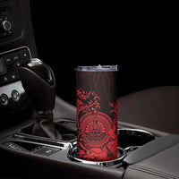 Red Polynesian Tahiti Island Skinny Tumbler The Wave of Water LT9 - Polynesian Pride