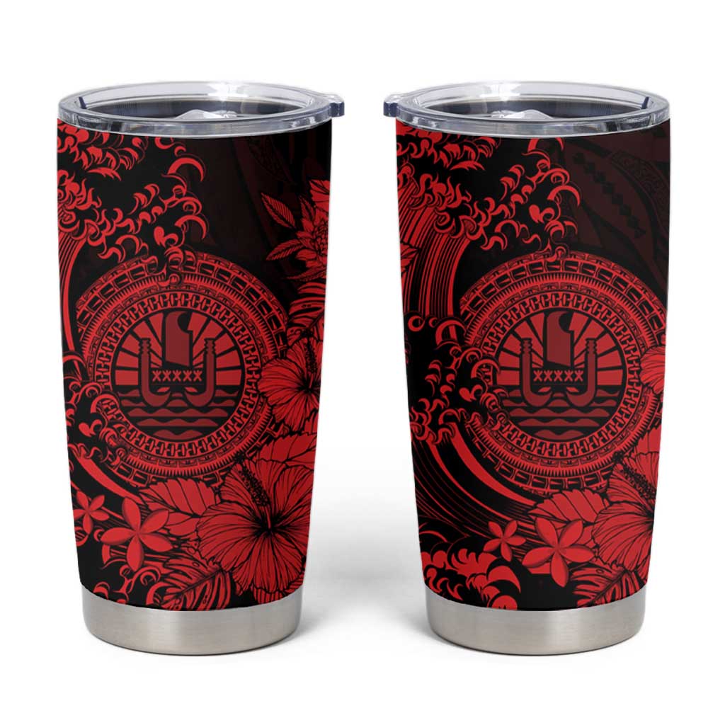 Red Polynesian Tahiti Island Tumbler Cup The Wave of Water