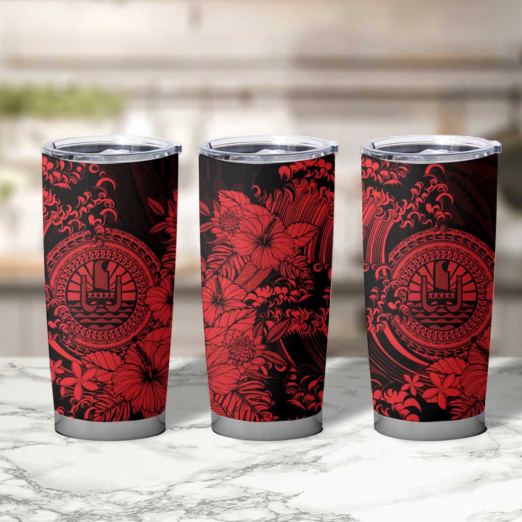 Red Polynesian Tahiti Island Tumbler Cup The Wave of Water