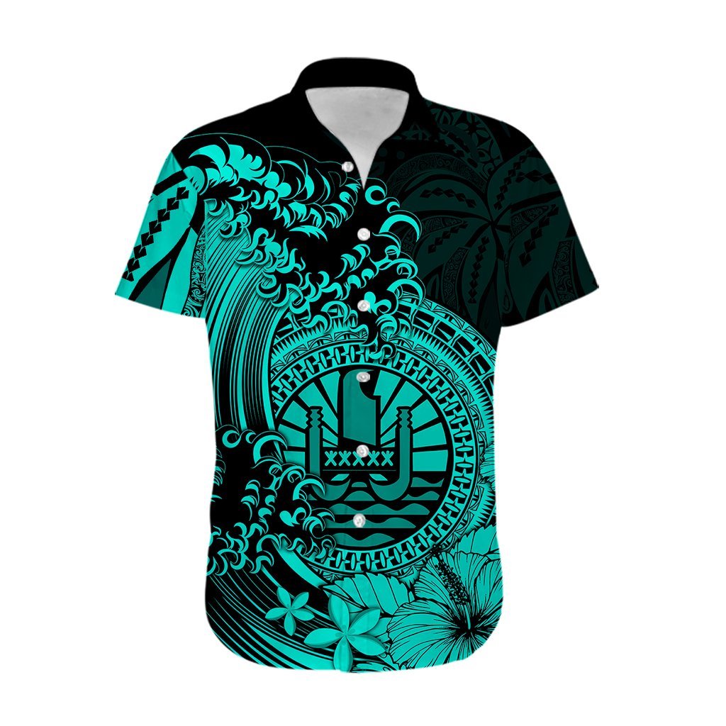 Polynesian Tahiti Island Hawaiian Shirt The Wave of Water - Turquoise LT9 - Polynesian Pride
