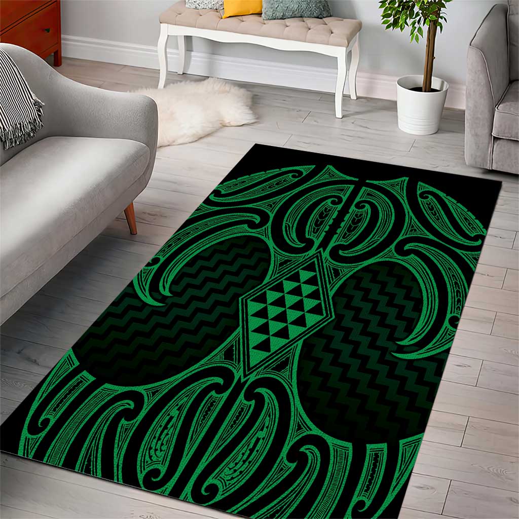 Kakariki Maori Ta Moko Poutama Art Area Rug