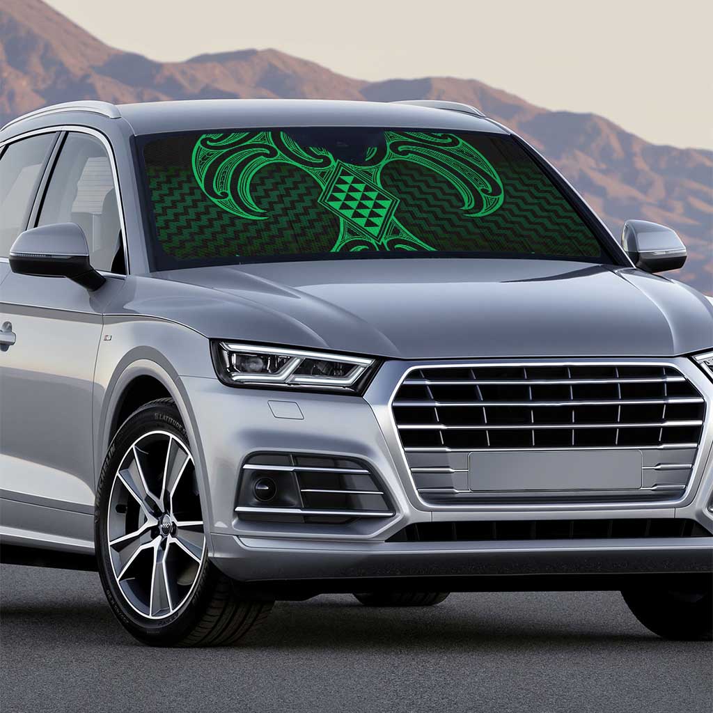 Kakariki Maori Ta Moko Poutama Art Auto Sun Shade - Polynesian Pride