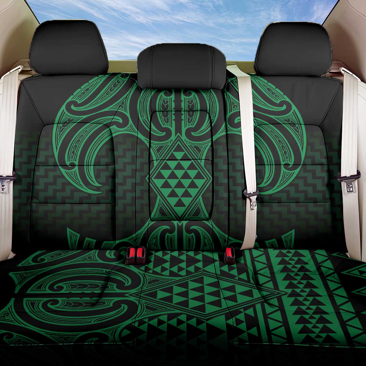 Kakariki Maori Ta Moko Poutama Art Back Car Seat Cover