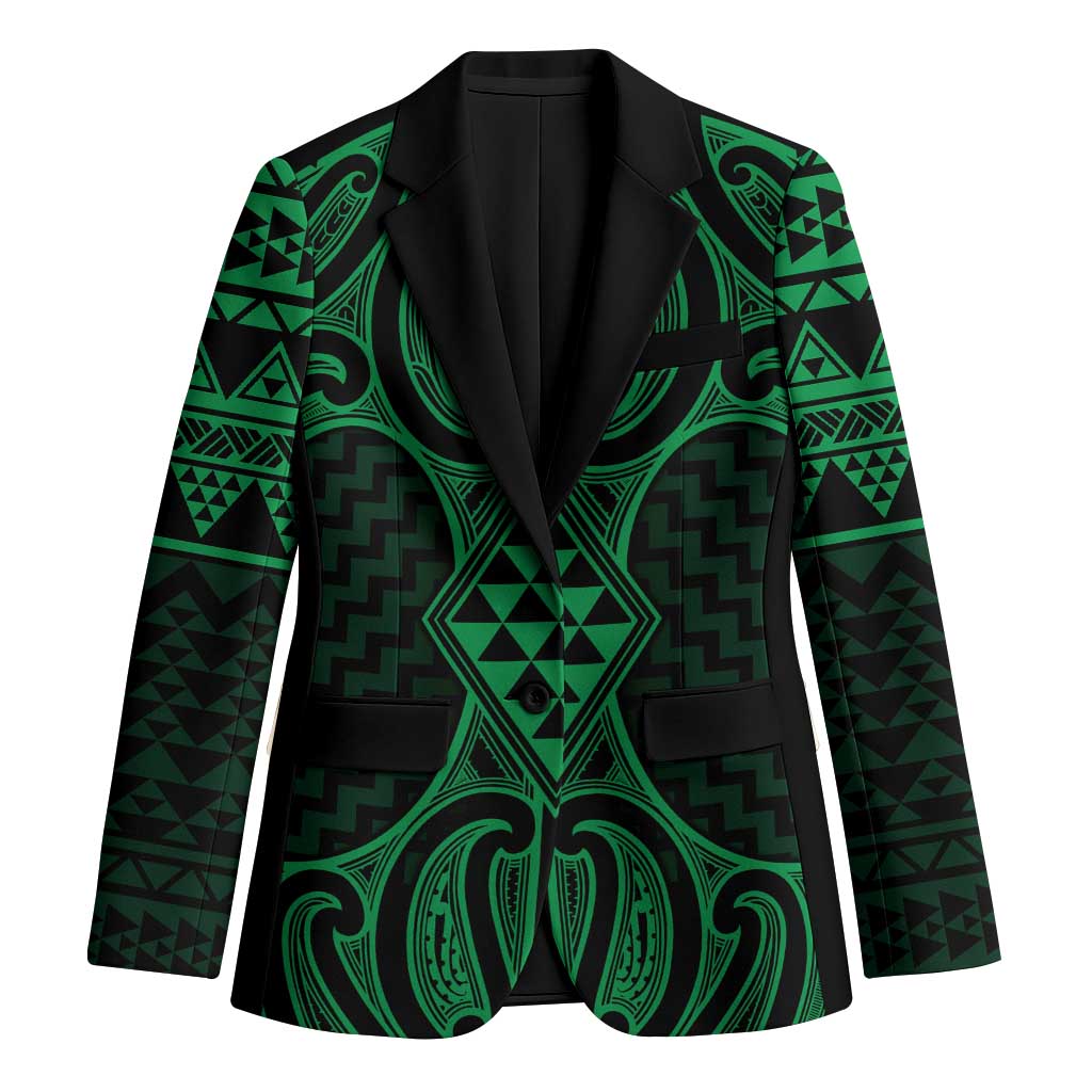 Kakariki Maori Ta Moko Poutama Art Blazer LT9 Unisex Green - Polynesian Pride