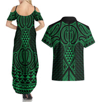 Kakariki Maori Ta Moko Poutama Art Couples Matching Summer Maxi Dress and Hawaiian Shirt LT9 - Polynesian Pride