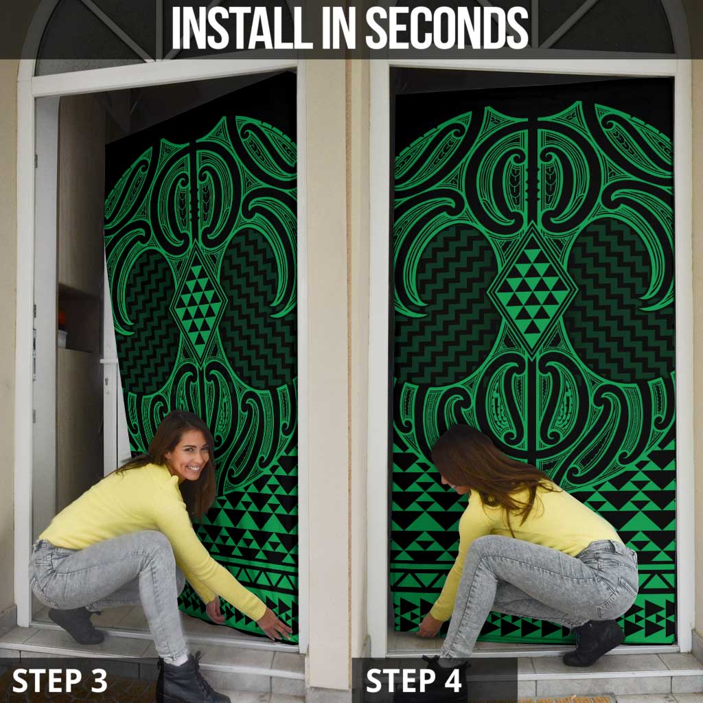 Kakariki Maori Ta Moko Poutama Art Door Cover - Polynesian Pride