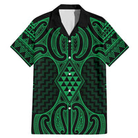Kakariki Maori Ta Moko Poutama Art Family Matching Mermaid Dress and Hawaiian Shirt LT9 Dad's Shirt - Short Sleeve Green - Polynesian Pride