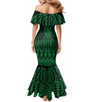 Kakariki Maori Ta Moko Poutama Art Family Matching Mermaid Dress and Hawaiian Shirt LT9 - Polynesian Pride