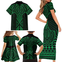 Kakariki Maori Ta Moko Poutama Art Family Matching Short Sleeve Bodycon Dress and Hawaiian Shirt LT9 - Polynesian Pride