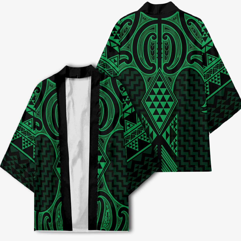 Kakariki Maori Ta Moko Poutama Art Kimono - Polynesian Pride