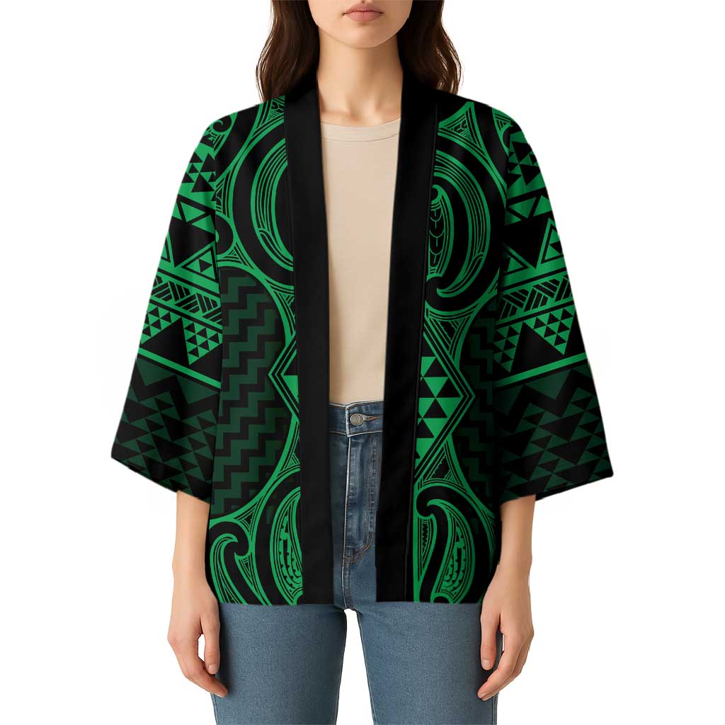 Kakariki Maori Ta Moko Poutama Art Kimono - Polynesian Pride