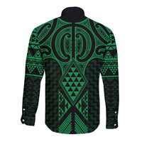 Kakariki Maori Ta Moko Poutama Art Long Sleeve Button Shirt