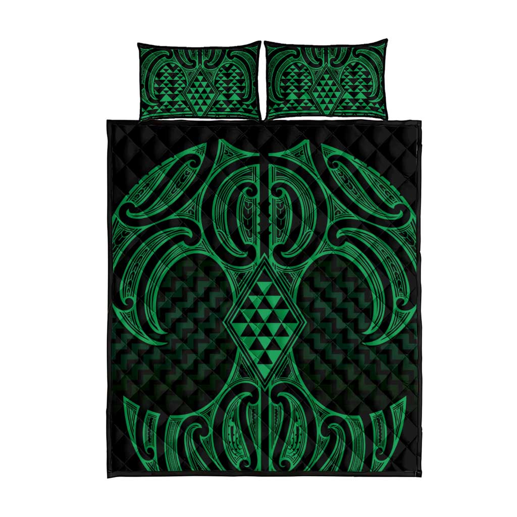 Kakariki Maori Ta Moko Poutama Art Quilt Bed Set