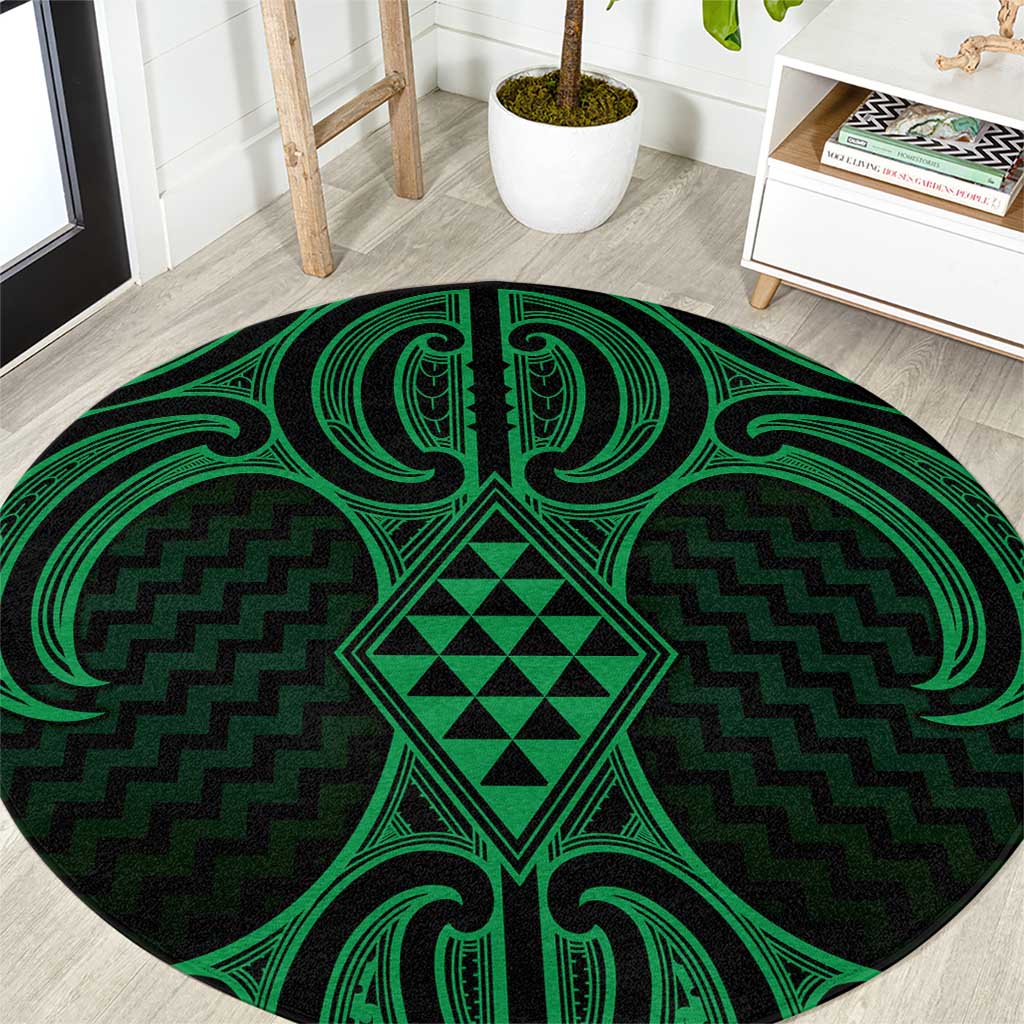 Kakariki Maori Ta Moko Poutama Art Round Carpet