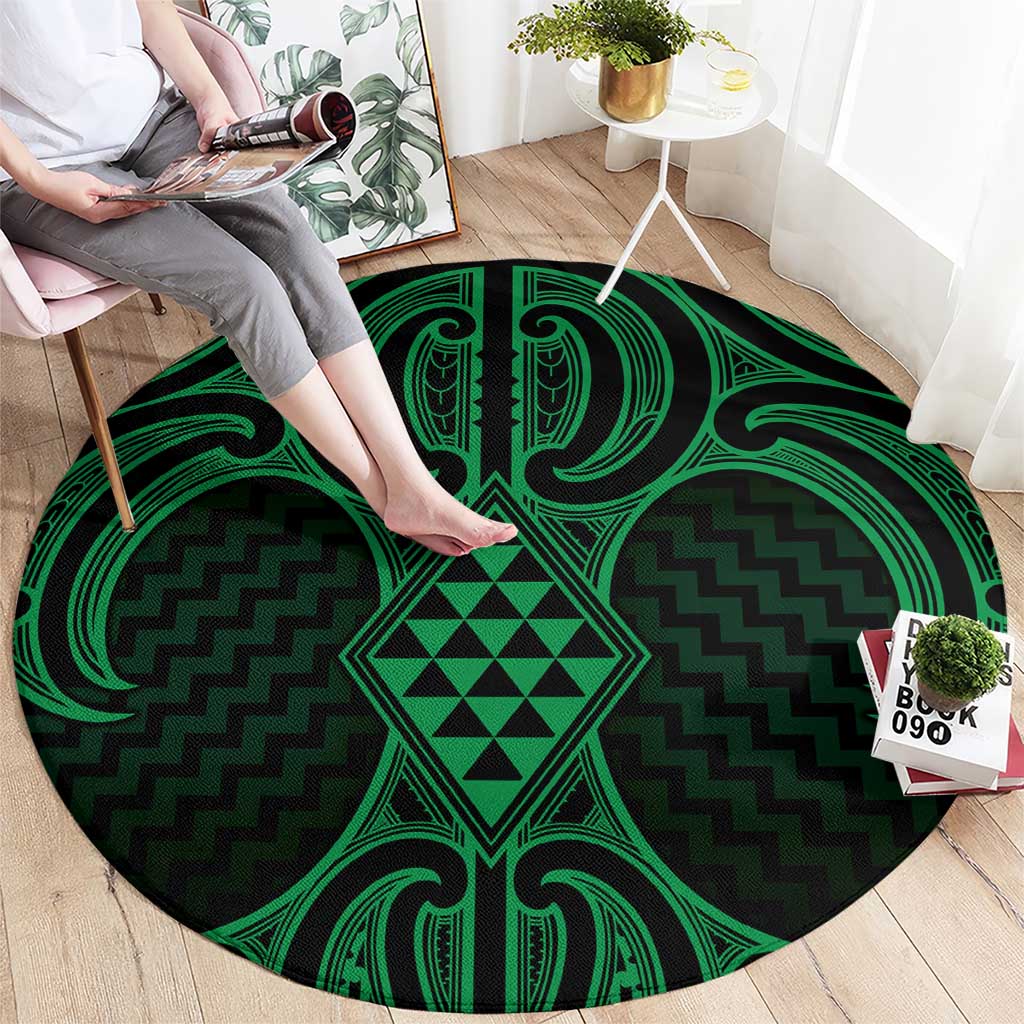 Kakariki Maori Ta Moko Poutama Art Round Carpet