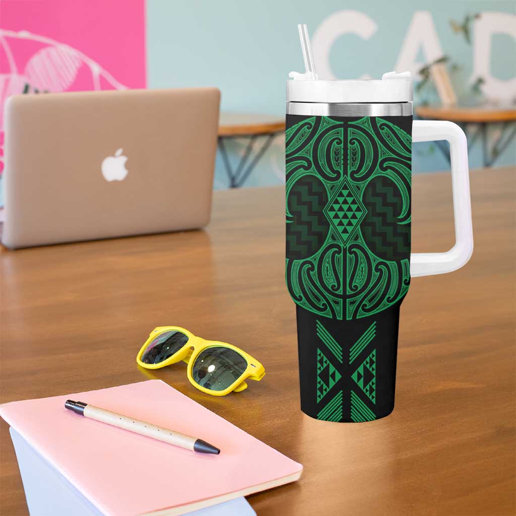 Kakariki Maori Ta Moko Poutama Art Tumbler With Handle LT9 - Polynesian Pride
