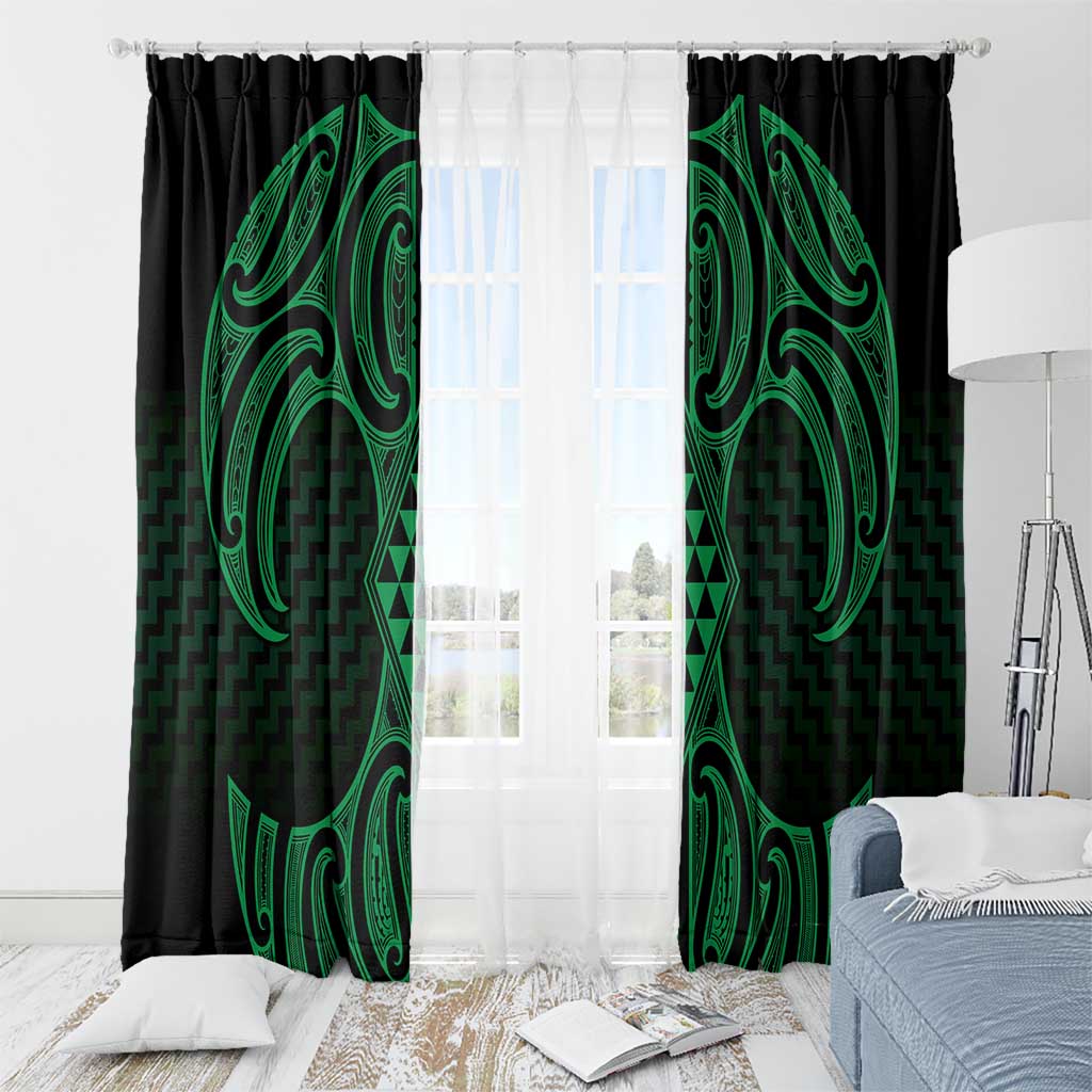 Kakariki Maori Ta Moko Poutama Art Window Curtain LT9 - Polynesian Pride