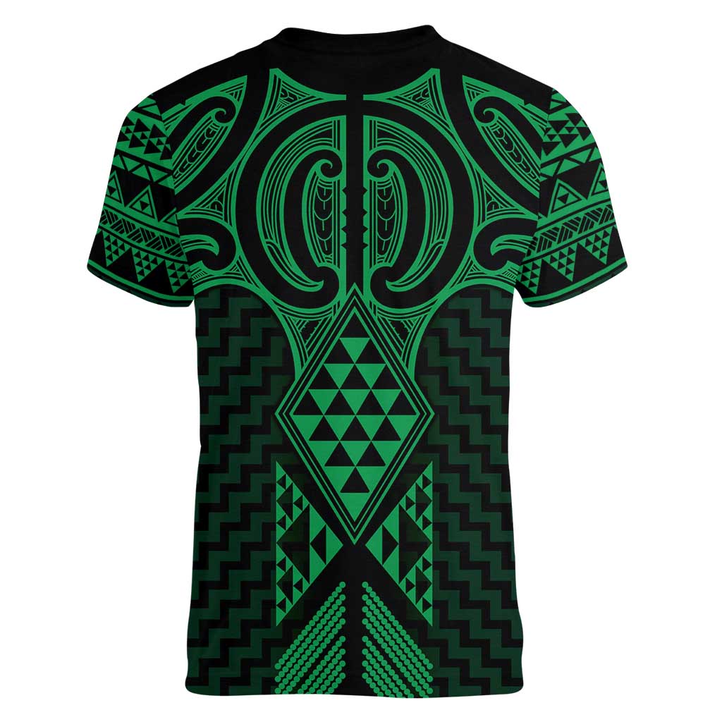 Kakariki Maori Ta Moko Poutama Art Women V-Neck T-Shirt LT9 - Polynesian Pride