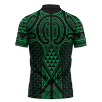 Kakariki Maori Ta Moko Poutama Art Zipper Polo Shirt - Polynesian Pride