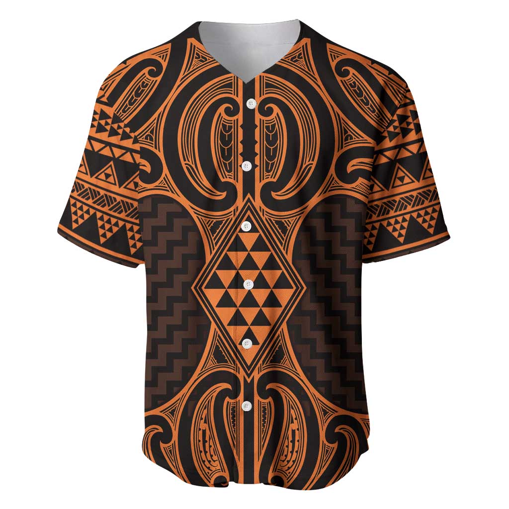 Karaka Maori Ta Moko Poutama Art Baseball Jersey LT9 Gold - Polynesian Pride
