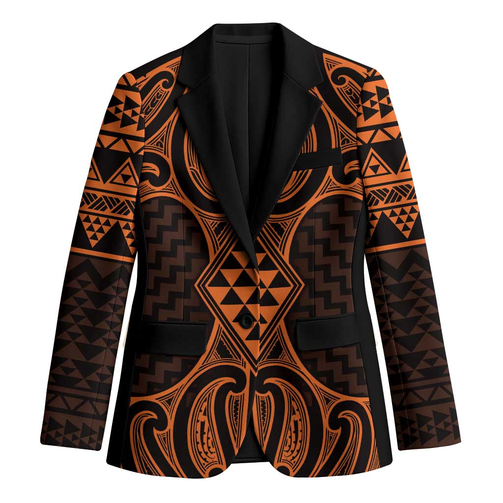 Karaka Maori Ta Moko Poutama Art Blazer LT9 Unisex Gold - Polynesian Pride