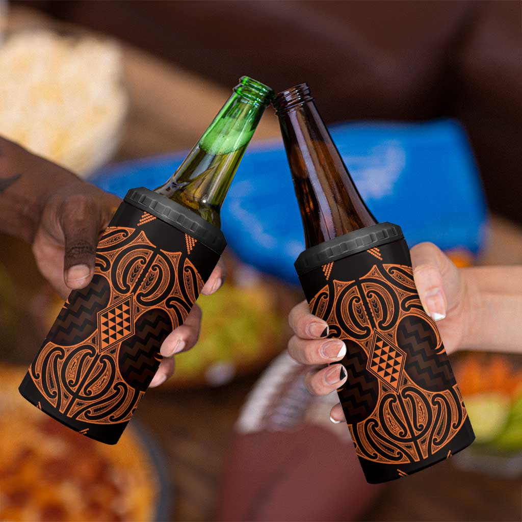 Karaka Maori Ta Moko Poutama Art 4 in 1 Can Cooler Tumbler