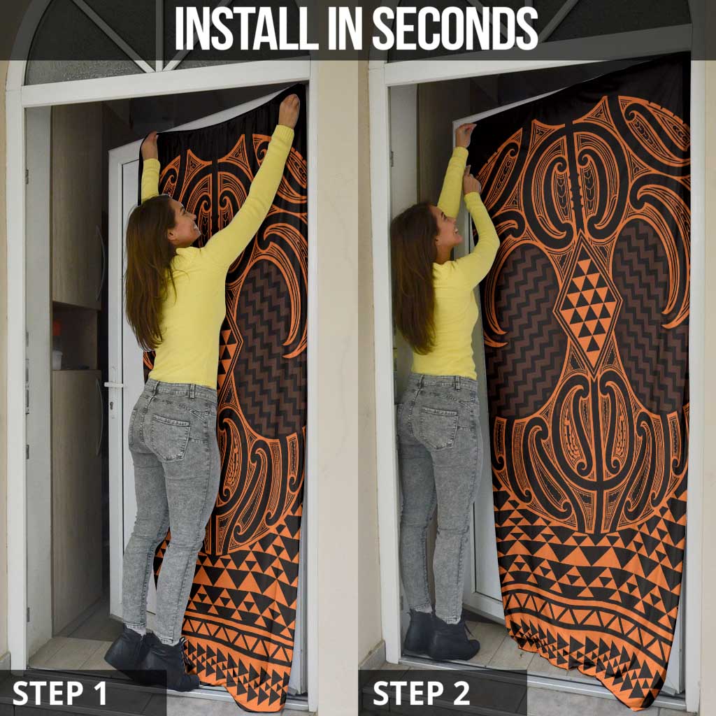 Karaka Maori Ta Moko Poutama Art Door Cover - Polynesian Pride