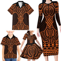 Karaka Maori Ta Moko Poutama Art Family Matching Long Sleeve Bodycon Dress and Hawaiian Shirt LT9 - Polynesian Pride