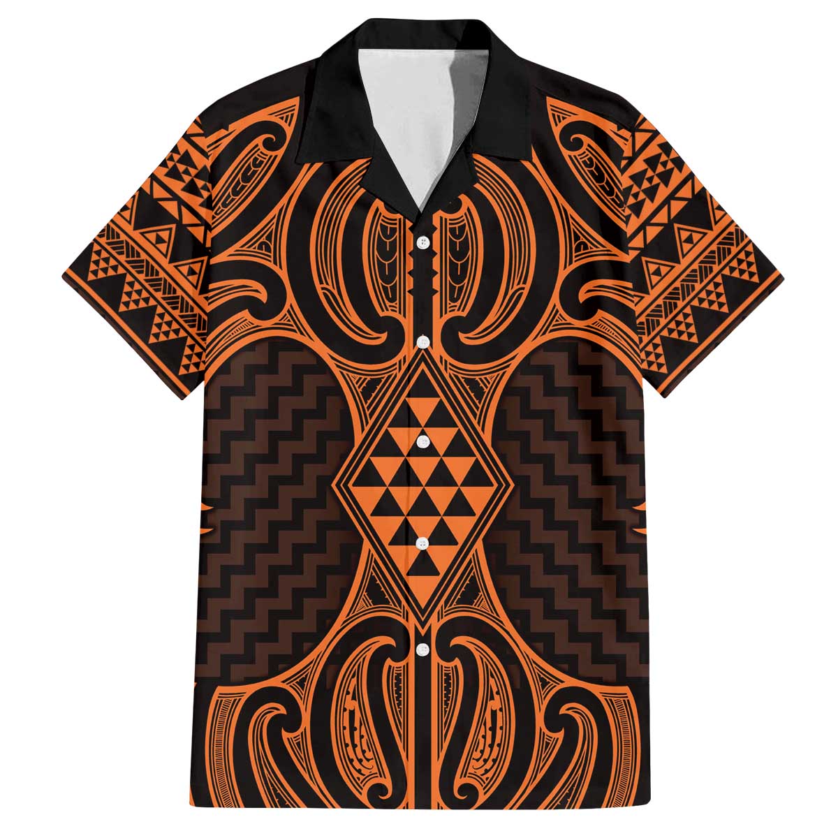 Karaka Maori Ta Moko Poutama Art Family Matching Off The Shoulder Long Sleeve Dress and Hawaiian Shirt