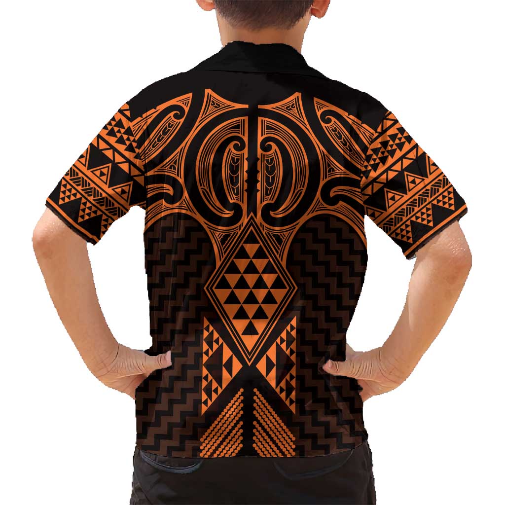 Karaka Maori Ta Moko Poutama Art Family Matching Off Shoulder Short Dress and Hawaiian Shirt