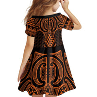 Karaka Maori Ta Moko Poutama Art Kid Short Sleeve Dress