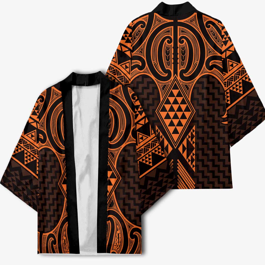 Karaka Maori Ta Moko Poutama Art Kimono - Polynesian Pride