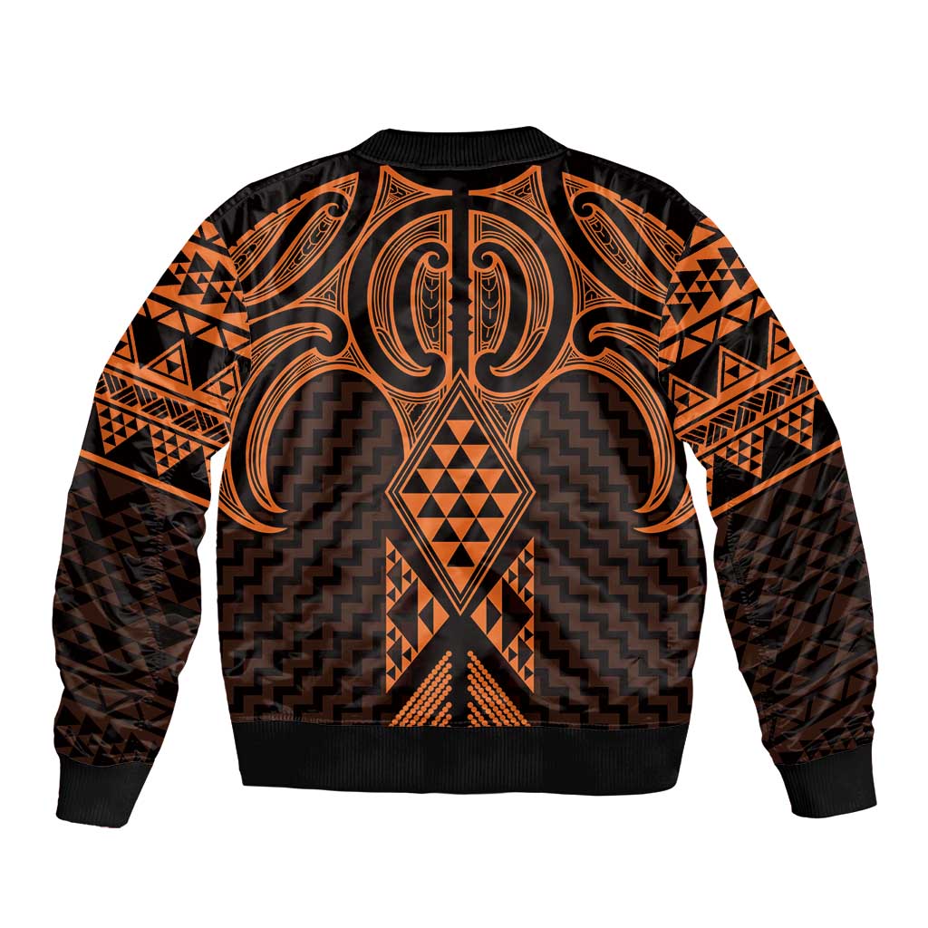 Karaka Maori Ta Moko Poutama Art Sleeve Zip Bomber Jacket