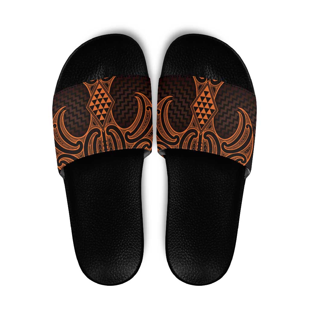 Karaka Maori Ta Moko Poutama Art Slide Sandals LT9 Gold - Polynesian Pride