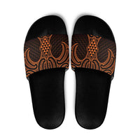 Karaka Maori Ta Moko Poutama Art Slide Sandals LT9 Gold - Polynesian Pride