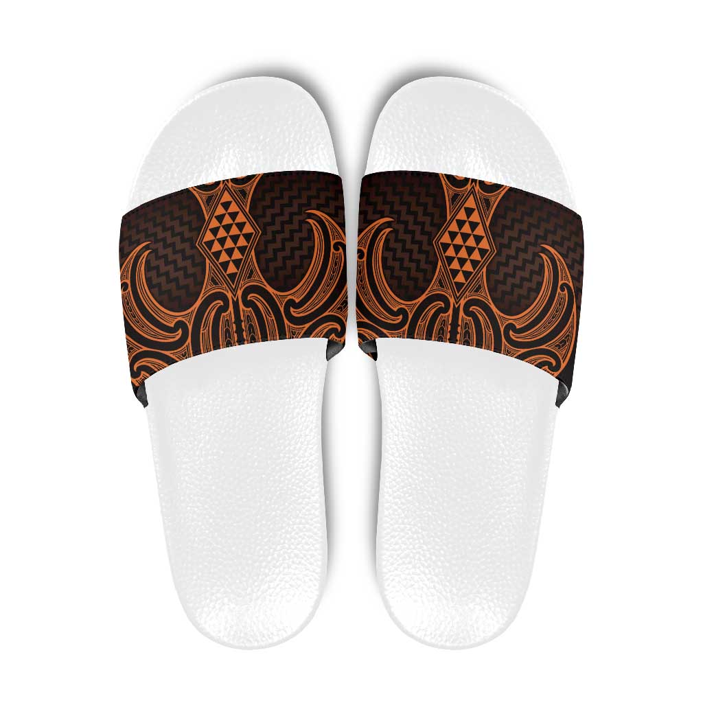 Karaka Maori Ta Moko Poutama Art Slide Sandals LT9 Gold - Polynesian Pride