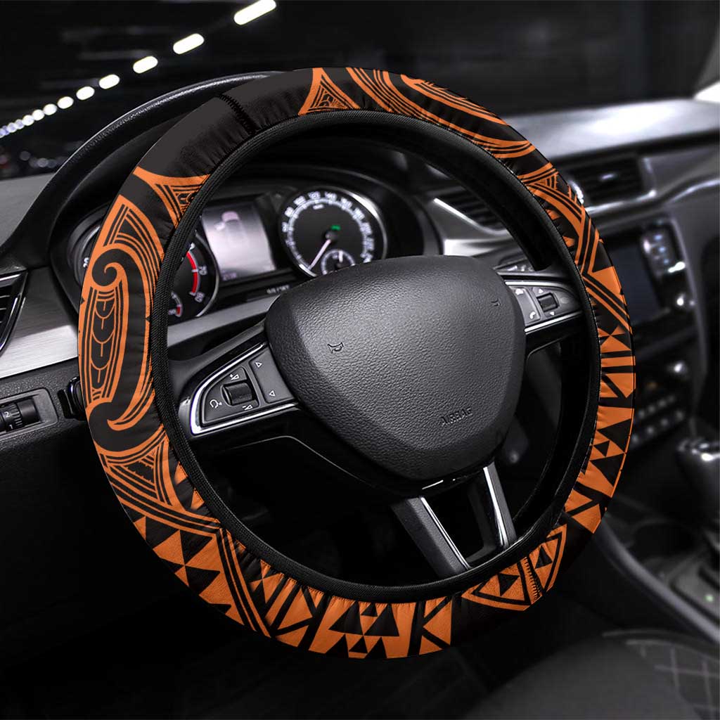 Karaka Maori Ta Moko Poutama Art Steering Wheel Cover