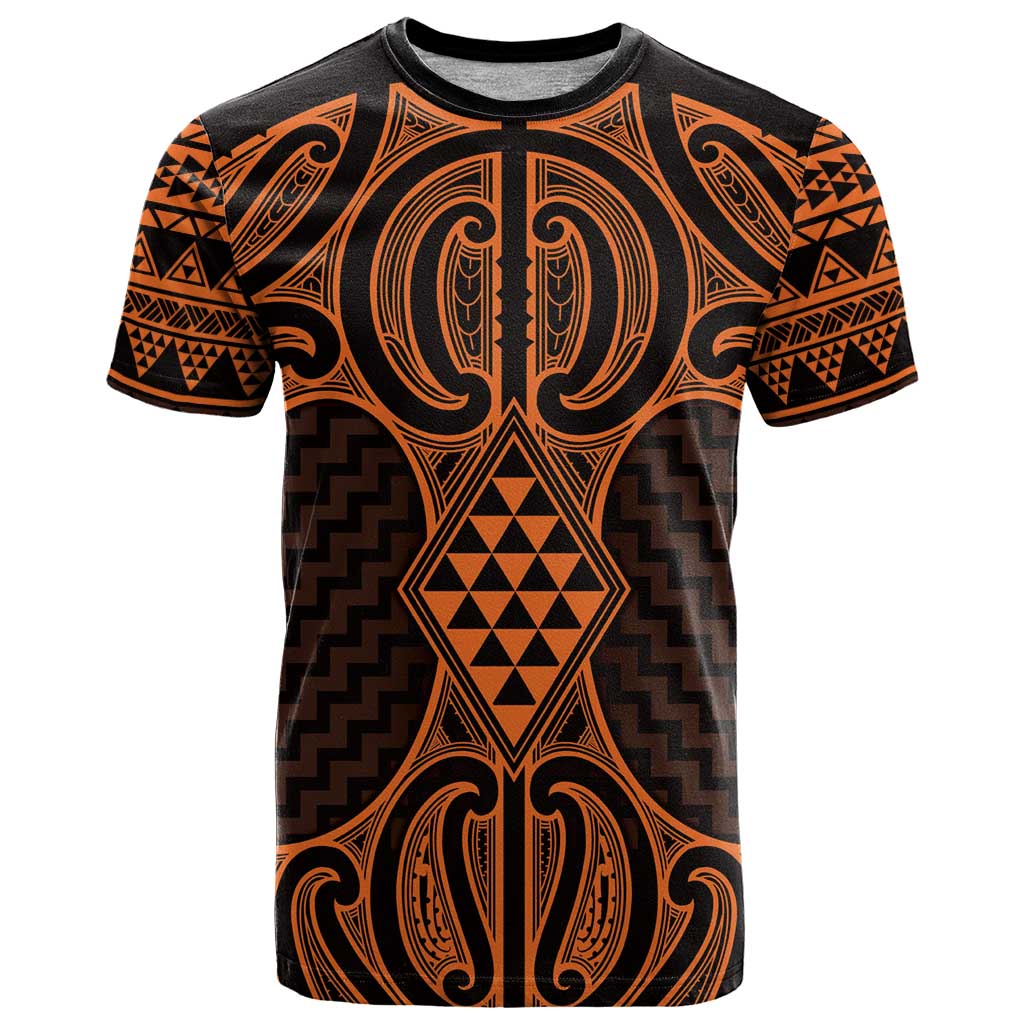 Karaka Maori Ta Moko Poutama Art T Shirt LT9 Gold - Polynesian Pride