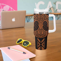 Karaka Maori Ta Moko Poutama Art Tumbler With Handle LT9 - Polynesian Pride