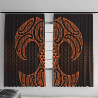 Karaka Maori Ta Moko Poutama Art Window Curtain LT9 With Hooks Gold - Polynesian Pride