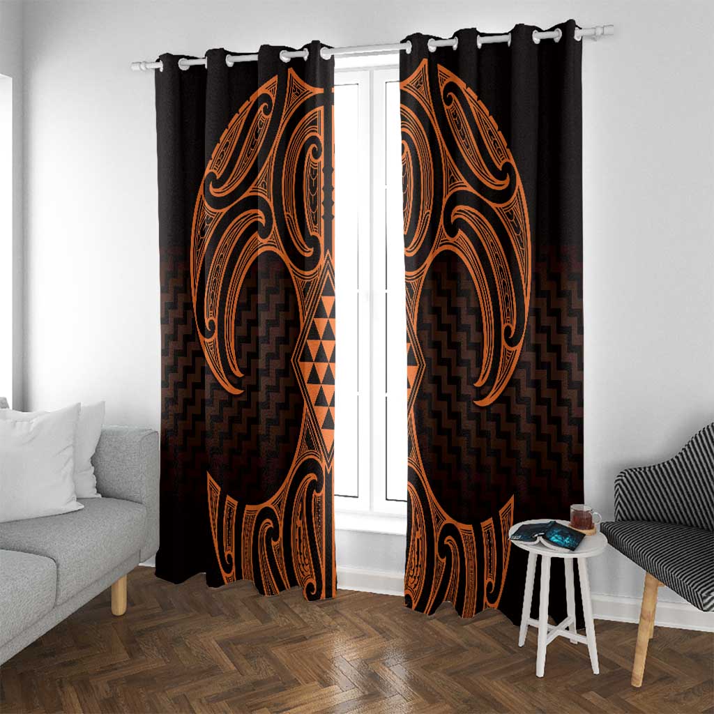Karaka Maori Ta Moko Poutama Art Window Curtain LT9 With Grommets Gold - Polynesian Pride