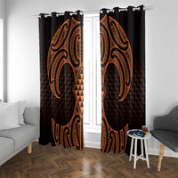 Karaka Maori Ta Moko Poutama Art Window Curtain LT9 With Grommets Gold - Polynesian Pride