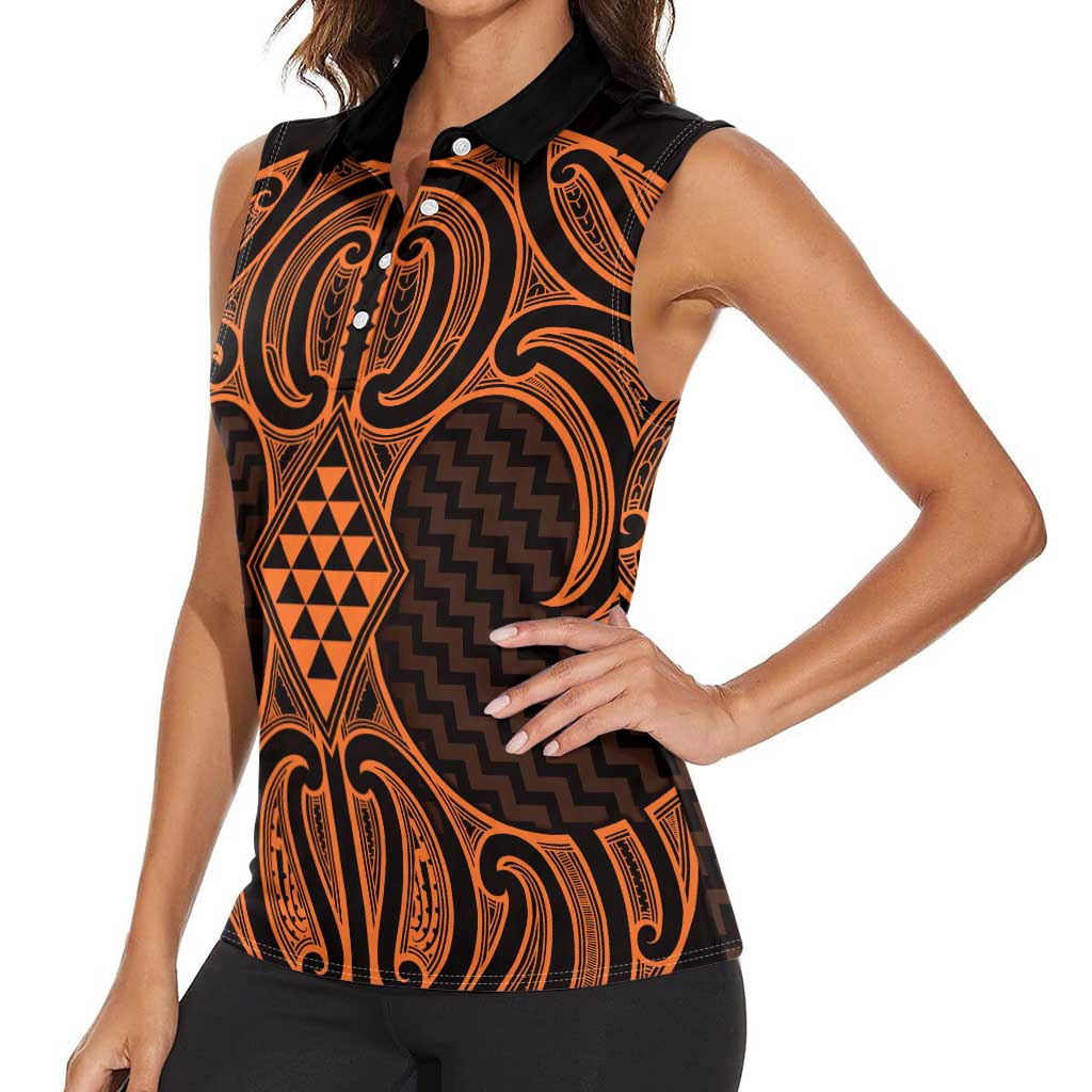 Karaka Maori Ta Moko Poutama Art Women Sleeveless Polo Shirt