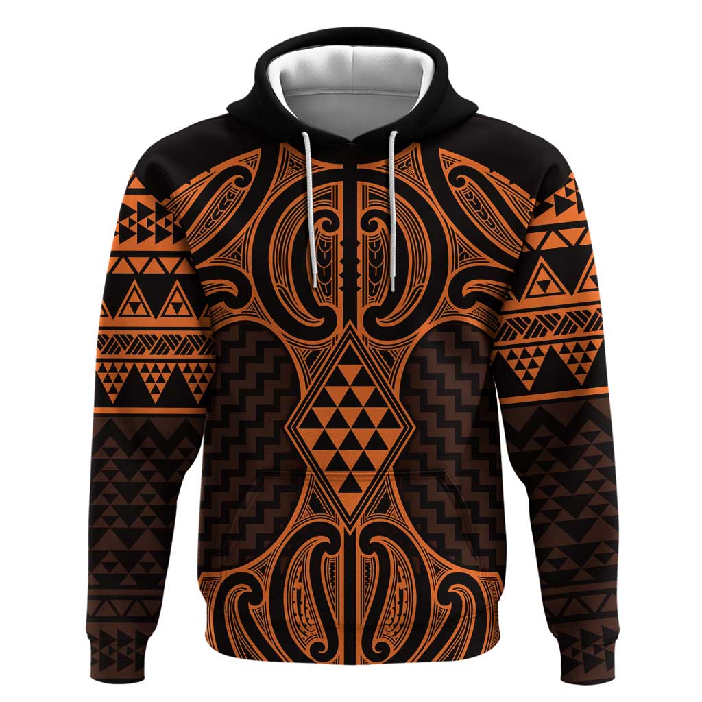Karaka Maori Ta Moko Poutama Art Zip Hoodie
