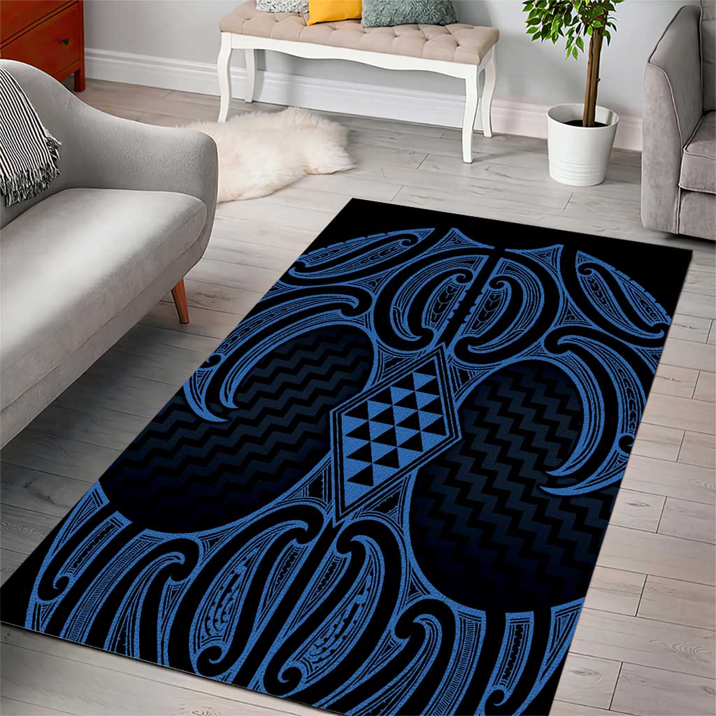 Kikorangi Maori Ta Moko Poutama Art Area Rug LT9 - Polynesian Pride